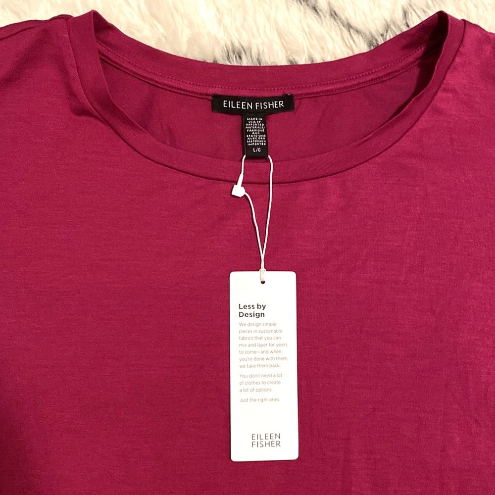 NWT Eileen Fisher crew neck boxy tee berry - Picture 8 of 11